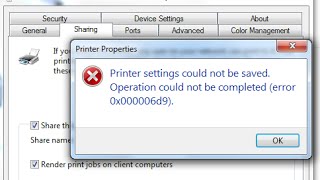 How to Fix Printer Sharing Error quotPrinter Settings not be saved error 0x000006d9quot [upl. by Adnek]