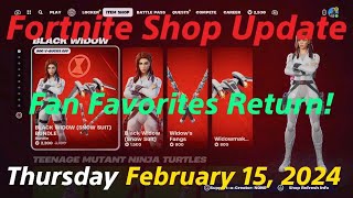 NEW Fortnite Shop Update  Black Widow Snow Suit  February 15 2024 [upl. by Orren]