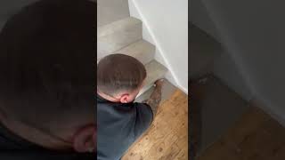 HOW TO CUT AND TUCK CARPET ON STAIR BULLNOSE carpet flooring homeimprovement diy shorts [upl. by Leasim]