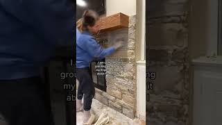 Veneer stone installation  DIY fireplace [upl. by Ydnahs568]