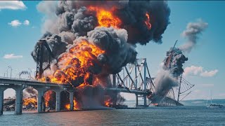 Crimean Bridge Gone Forever Ukrainian F16s Destroy Crimean Bridge [upl. by Karlotta844]