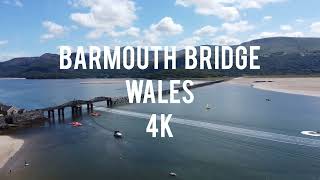 Barmouth Bridge  Wales  Drone footage  4K  United Kingdom  Travel Ideas [upl. by Kcyrred]