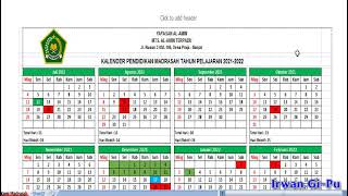 kalender pendidikan madrasah tahun pelajaran 20212022 kaldik excel 2021 kaldik madrasah 202122 [upl. by Eem]