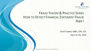 How To Detect Financial Statement Fraud Part I [upl. by Mellisent]