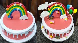 Rainbow Cake  Rainbow Cake Red amp White  VIKRAM CAKE [upl. by Constantia178]