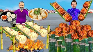 Bamboo Momos Cooking Village Tasty Fried Bamboo Momos Street Food Hindi Kahaniya Funny Comedy Video [upl. by Noyad]