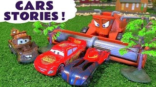 Cars Toys Lightning McQueen Toy Car Stories And Racing [upl. by Aihsot]