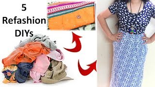 5 Cool ways to refashion your old clothes into something new DIYPROCESSBYHEMA [upl. by Studdard285]