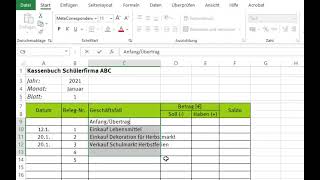 Buchhaltung ganz praktisch Kassenbuch Excel Grundlagen [upl. by Eicyak157]