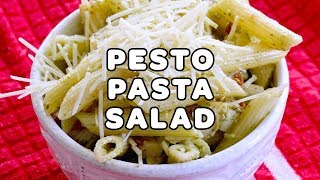 Creamy pesto pasta salad with an easy pasta salad dressing made from store bought pesto [upl. by Eralcyram]