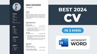 How to Make CV in Microsoft Word  Best CV Format 2024  Quick Resume [upl. by Thamora]