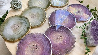 Beautiful Geode Agate Resin Coasters Resin Art Tutorial [upl. by Ahsima]