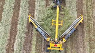 John Deere 6120R Tractor in Action with Elho VTwin 950S Rake – Powerful Hay Raking Performance [upl. by Naira840]