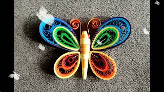 Tutorial quilling rainbow butterfly Farfalla arcobaleno con tecnica quilling [upl. by Ynahirb]