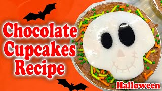 Halloween Chocolate Cupcakes Recipe  Día de los Muertos Treat [upl. by Bowler]