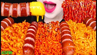 ASMR SAMYANG FIRE NOODLES CHEESY CARBONARA ORIGINAL SAUSAGE 3가지 불닭볶음면 소세지 먹방 EATING SOUNDS [upl. by Aronos282]