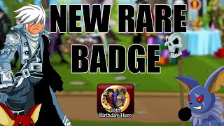 AQW New Rare 16th Birthday Hero Badge Char Page [upl. by Disini917]