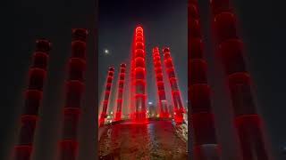 Artificial bamboo fountains in Chengdu City [upl. by Ilowell]