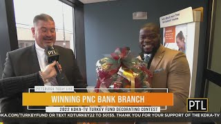 Crowning the winner of the PNC Bank branch Turkey Fund decorating contest [upl. by Nelleus]