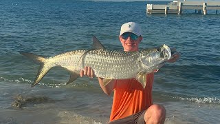 Catching GIANT fish in the Cayman Islands  TarponBarracudaStingrays fishing [upl. by Amle]