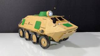 Making BTR60 Armored Vehicle Using Cardboard and DC Motor  BONNA VN [upl. by Solahcin38]