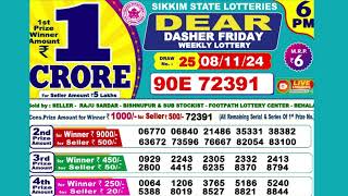 DEAR DASHER FRIDAY WEEKLY LOTTERY TODAY RESULT 6 PM 081124latest lottery result [upl. by Ynohtnaleahcim]