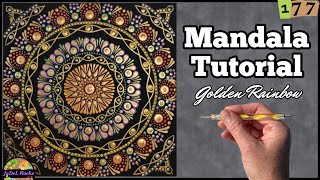 Create A Stunning Golden Rainbow Mandala On Canvas  Full Tutorial [upl. by Arivle]