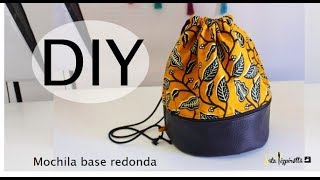 DIY Tutorial mochila de tela con polipiel y base redonda [upl. by Asilrac408]