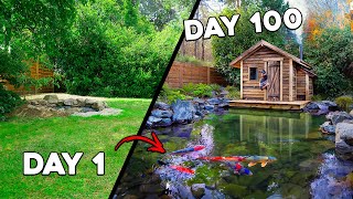 Building TINY WARM HOUSE with FISH POND in my Backyard  In 100 DAYS [upl. by Maon552]