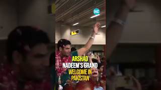 Arshad Nadeem Receives Grand Welcome In Pakistan After Winning Olympic Gold [upl. by Darsey]