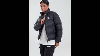 ADIDAS Originals Trefoil Padded Winter Jacket Shiny Black Women  JD Sports [upl. by Kcirredal]