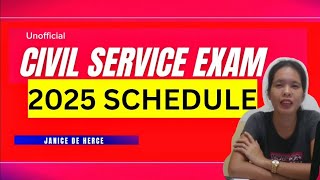 Civil Service Exam Schedule 2025 [upl. by Elleinet]