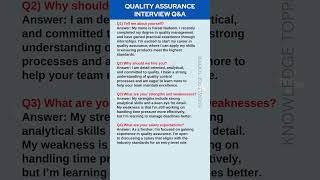 Quality Assurance Interview Questions and Answers [upl. by Atterahs]