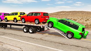 Flatbed Truck Mcqueen  Transportation with Truck  Pothole vs Car 191  BeamNGDrive [upl. by Anej]