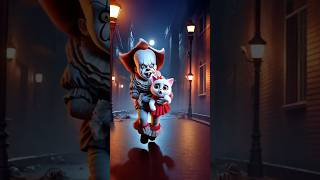 Pennywise is after cute Cat and Kitten in a Spooky Town cat cutecat catlover [upl. by Haag]