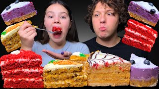 ASMR RED VELVET CAKE HONEY CAKE ESTERHAZY CAKE GLUTEN FREE CHEESECAKE EATING MUKBANG 먹방 [upl. by Bellamy]