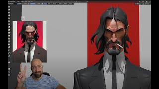 John Wick sculpt realtime in Blender for 1h and 30 min [upl. by Chantal]