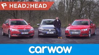 Audi A4 Avant vs Volkswagen Passat Estate vs Skoda Superb Estate  Head2Head [upl. by Bonar324]