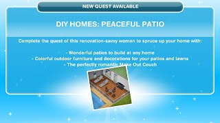 Sims Freeplay  Peaceful Patio Quest  Dream Homes Update 2 [upl. by Eniala]