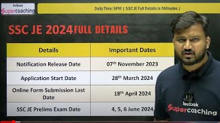 SSC JE 2024 Full Details  SSC JE Vacancy 2024  SSC JE Exam Pattern  By Shubham Sir [upl. by Dolloff20]