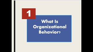 Chapter 1 What is Organizational Behaviour  Stephen P Robbins [upl. by Eigna]