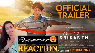 Srikanth  Official Trailer  Rajkumar Rao  Sharad  Jyotika  Tushar Hiranandani  Reaction [upl. by Enomar]