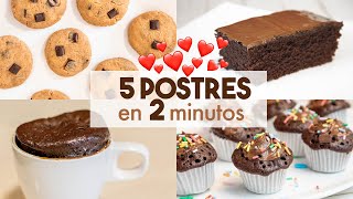 5 POSTRES en MICROONDAS 🍫🍪  en 2 minutos [upl. by Melisandra]