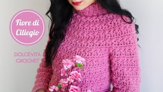 TUTORIAL MAGLIONE ALLUNCINETTO quotFIORE DI CILIEGIOquot [upl. by Herta]