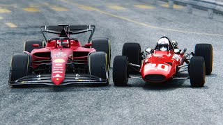 Ferrari F1 2022 vs Ferrari F1 1967 at Monaco 1966 [upl. by Noynek923]