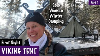 Viking Tent  Solo wdog Woman Winter Camping  Fire Steak Challenge Spirit Forest  S3 Ep2 [upl. by Mihsah]