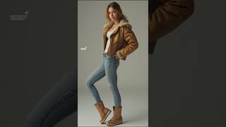 2024 Winter fashions  cropped leather aviator jacket styles outfits [upl. by Anaed]