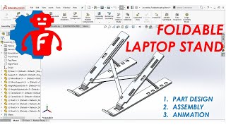 SolidWORKS Beginner Tutorial for mechanical  Simple DESIGN ASSEMBLY ANIMATION Foldable Laptop Stand [upl. by Carhart]