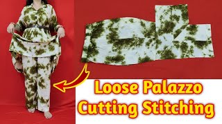 परफेक्ट लूज़ पलाज़ो की Cutting And Stitching Loose Palazzo Pants Cutting Stitching In HindiPlazo DIY [upl. by Lenoel]