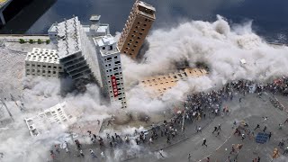 Brutal destruction in china today Skyscraper collapses in taipei [upl. by Ulita]